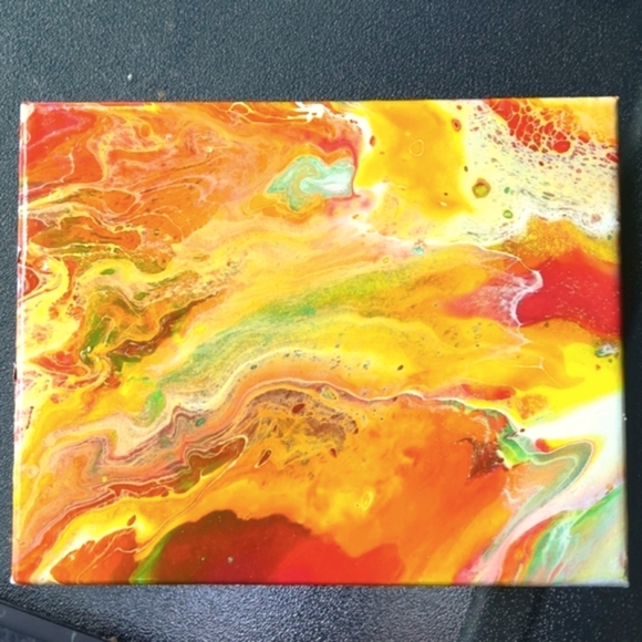 "Hot Spots" Original Abstract acrylic fluid art - Picture 3 of 4